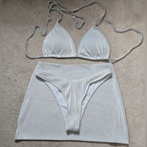 SHEIN Black and White Striped Bikini Set